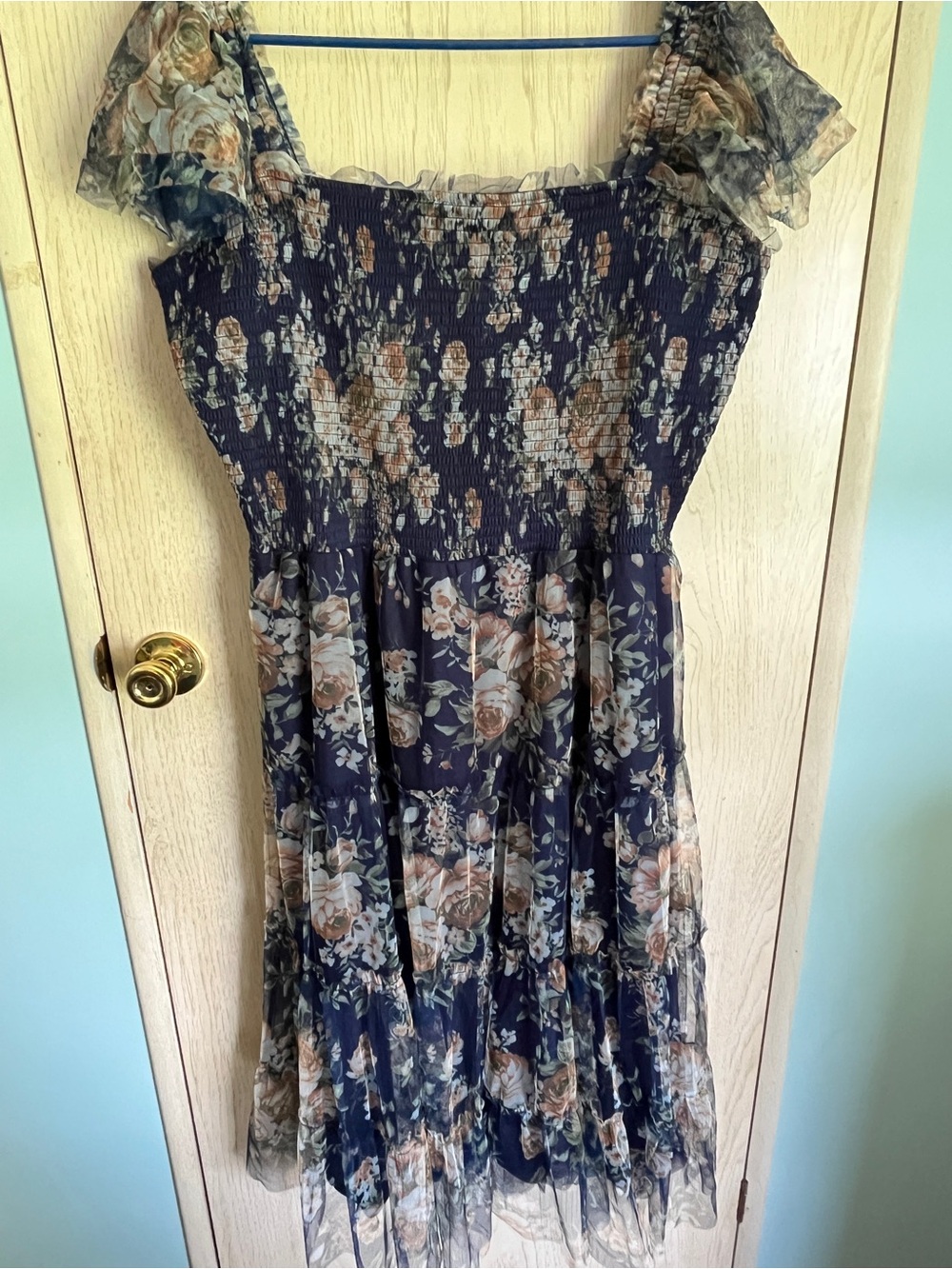Baltic Born Clementine Tulle Midi Dress Blue & Golden Floral NWOT 3X